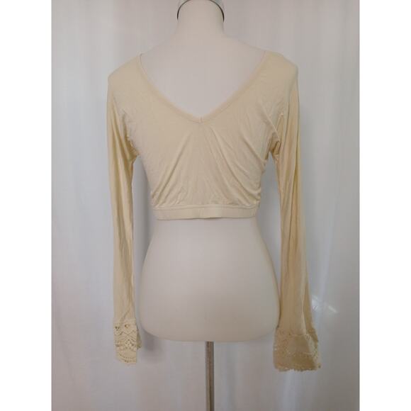 Peekaboo Chic Modest Layering Top Extender Lace Wrist Shimmy Shirt Cream L/XL - Picture 2 of 7